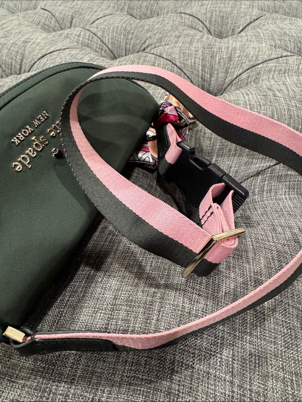 Kate Spade Bag Watson Lane Varsity Stripe Green Pink Betty Nylon Belt Bag - Picture 14 of 17